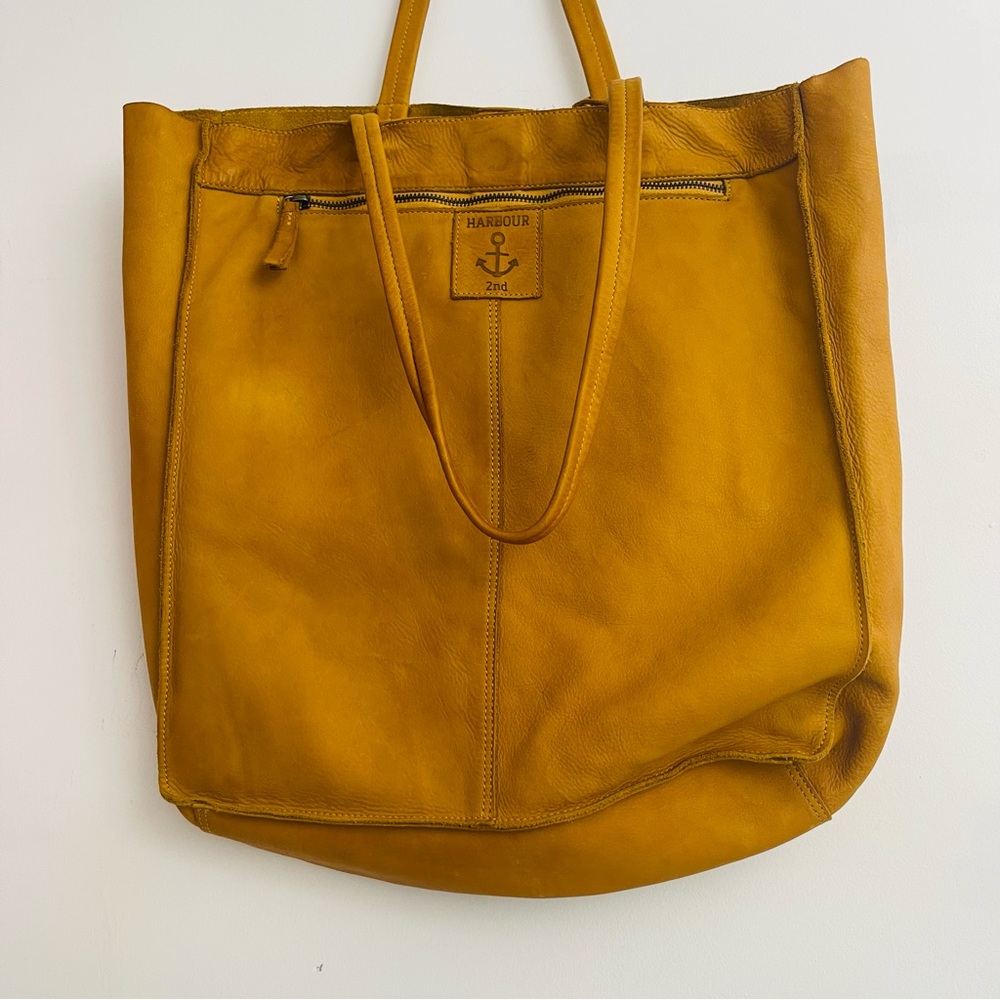 Mustard Yellow Leather Tote Bag